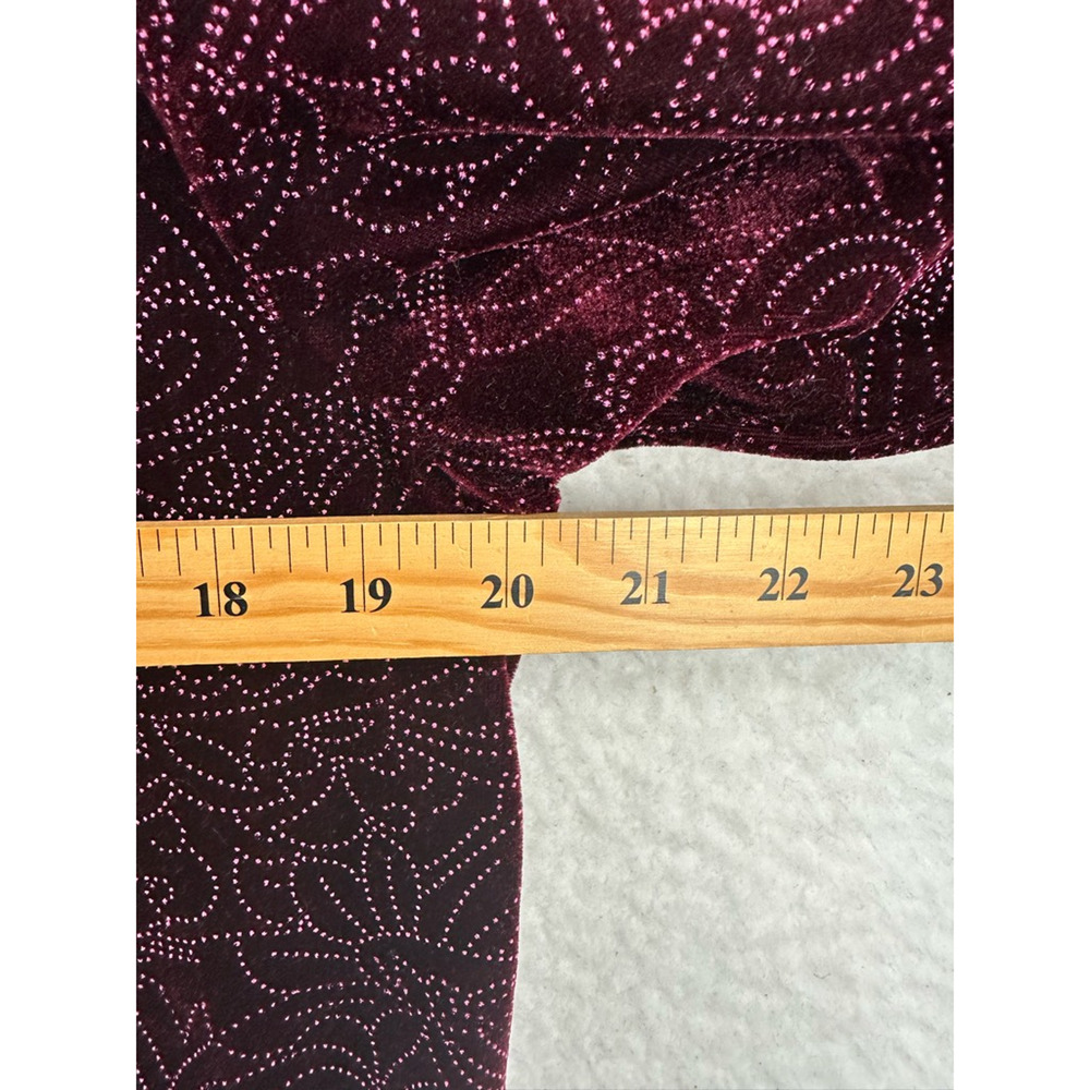 Coldwater Creek Womens Blouse Purple Floral Long Sleeve Embellished Petites PM - Picture 6 of 6